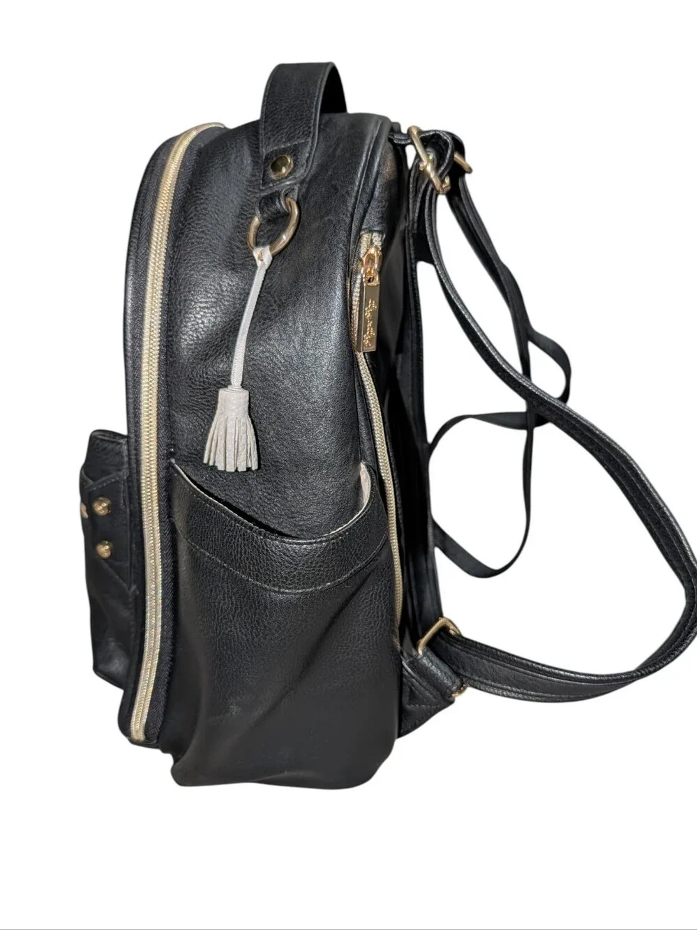Itzy Ritzy Mini Diaper Bag Backpack Black And Gold Hardware